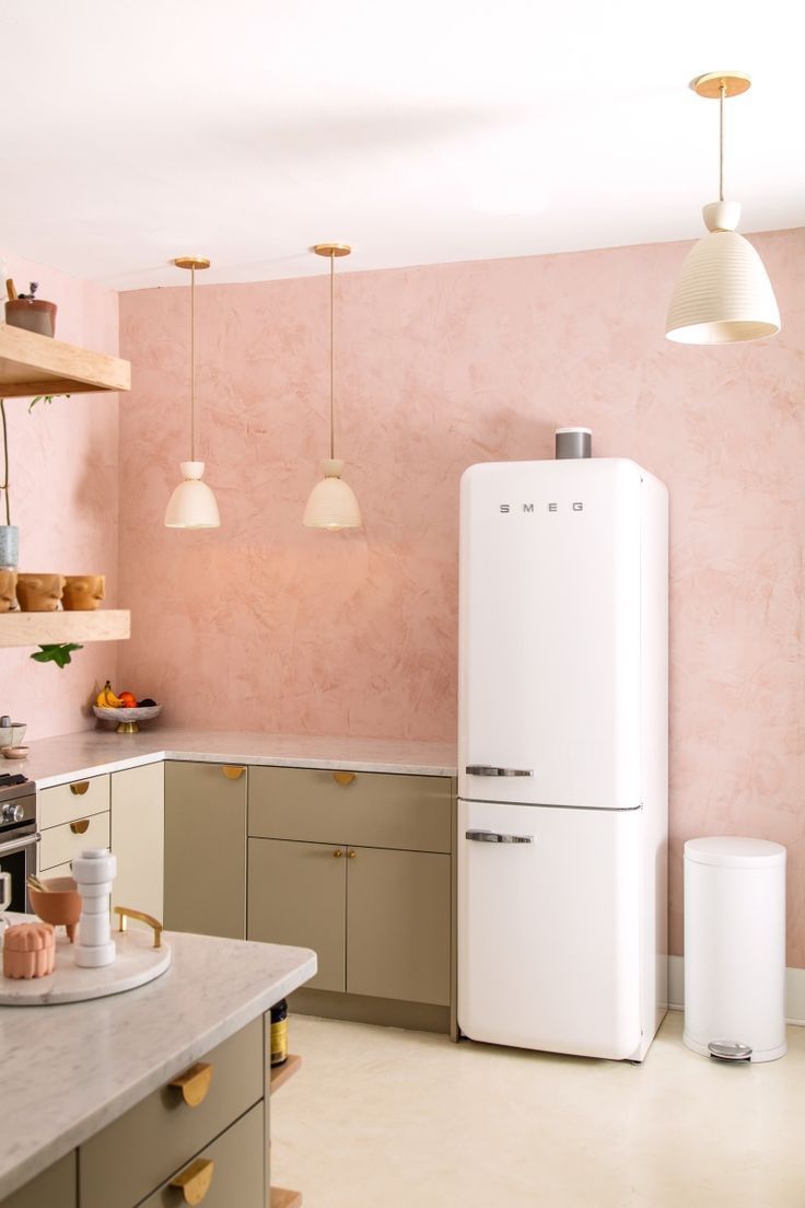 Pink decorative wall kitchen backsplash