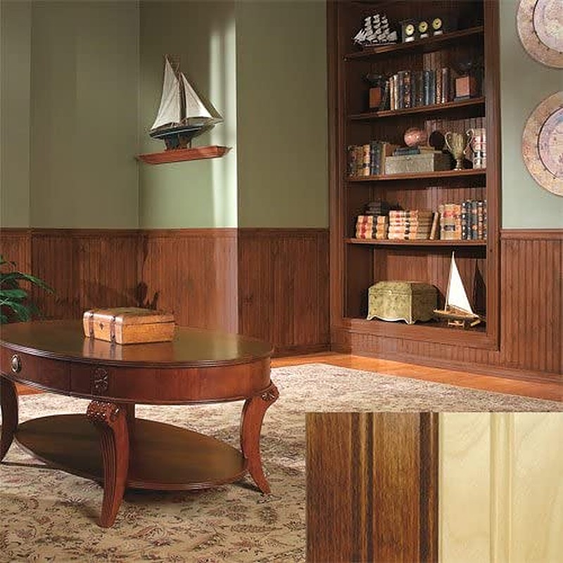 Room with wooden book shelf and wooden table