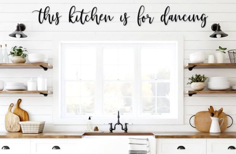 Statement wall decal above kitchen sink