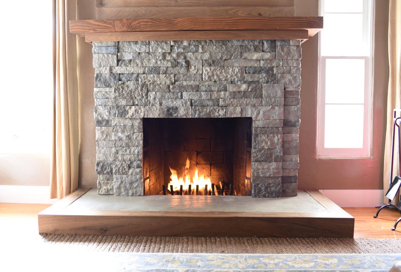 Stone Brick Fireplace