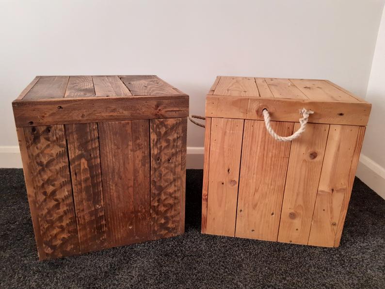Two brown storage crate with lid