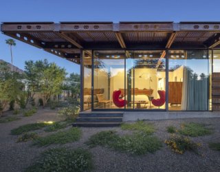 Custom Corten Steel Structural Component Extend this Arizona Home Outdoors