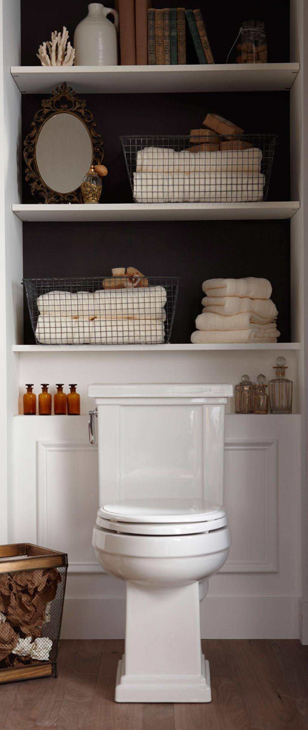 Smart Over the Toilet Storage Solutions [42 Chic Options!]