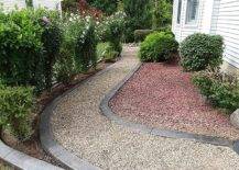Concrete edging and stone pathway
