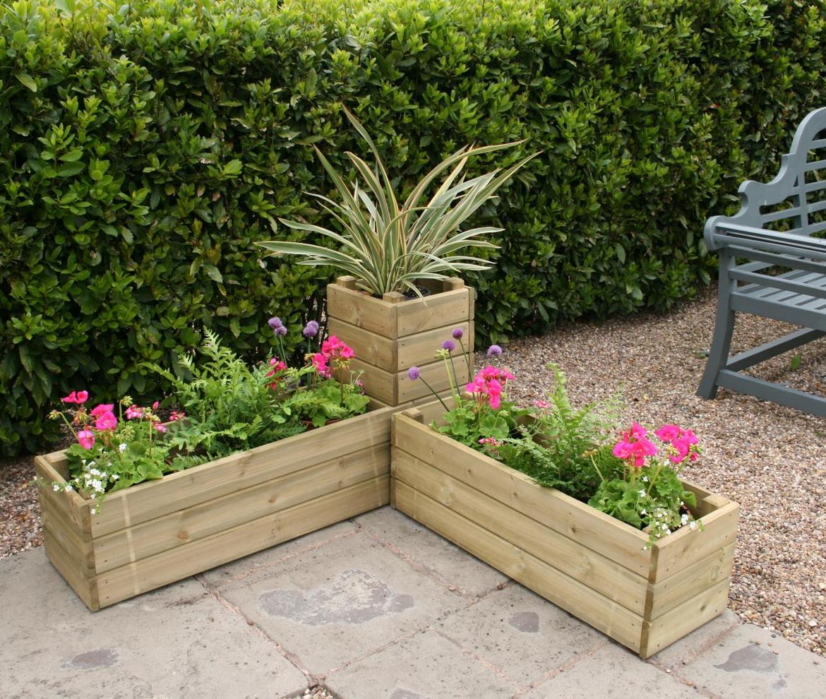 corner planter made with wood