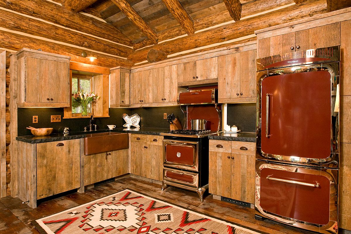 Custom range and sink in the kitchen add to its inimtable rustic appeal