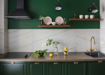 Dashing-dark-green-cabinets-combined-with-white-marble-in-small-contemporary-kitchen-30771-217x155