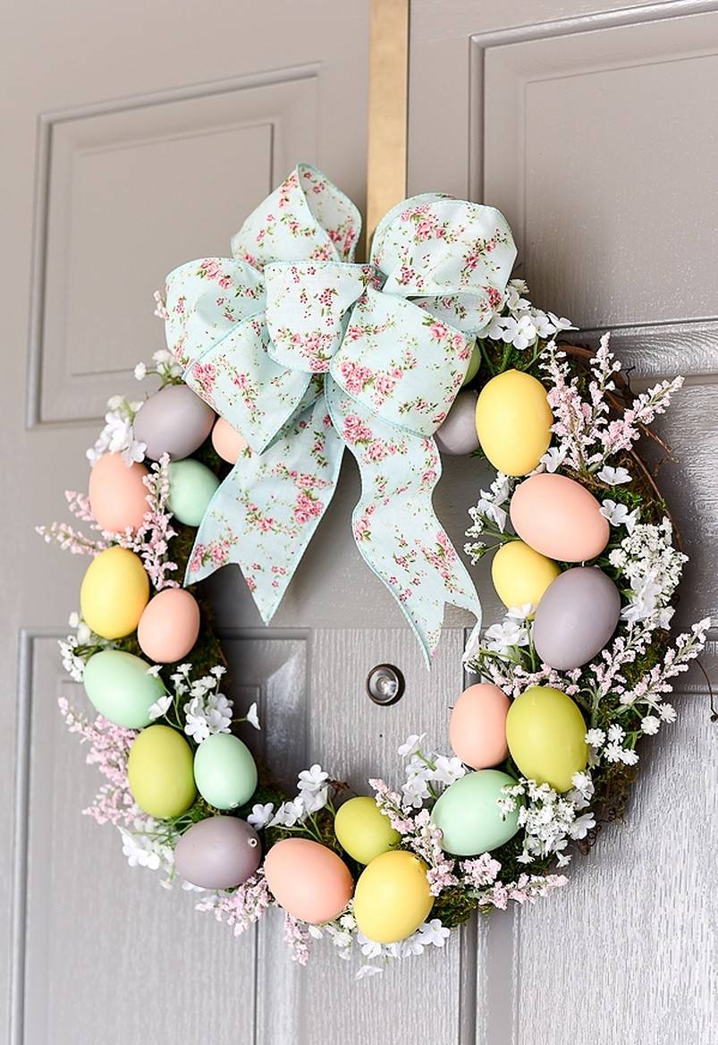 Floral easter egg wreath