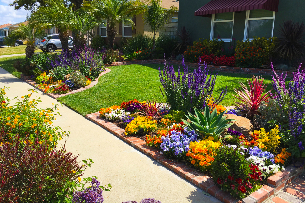 House with colorful flowers