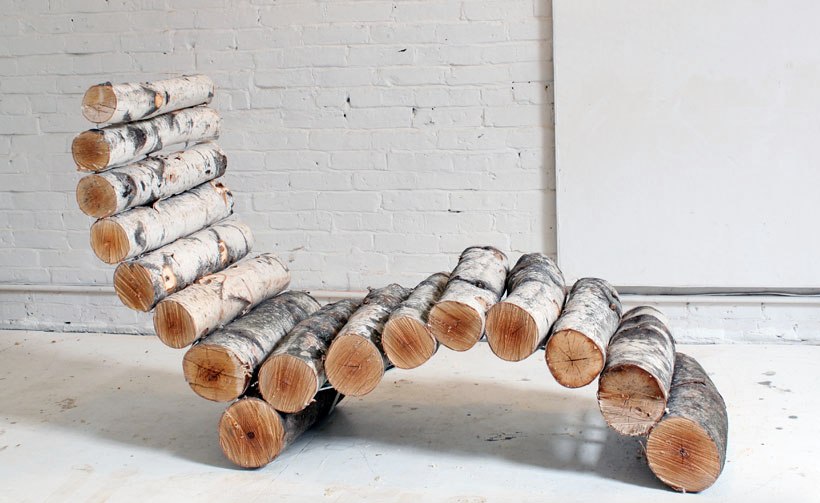 outdoor louge chair made of logs