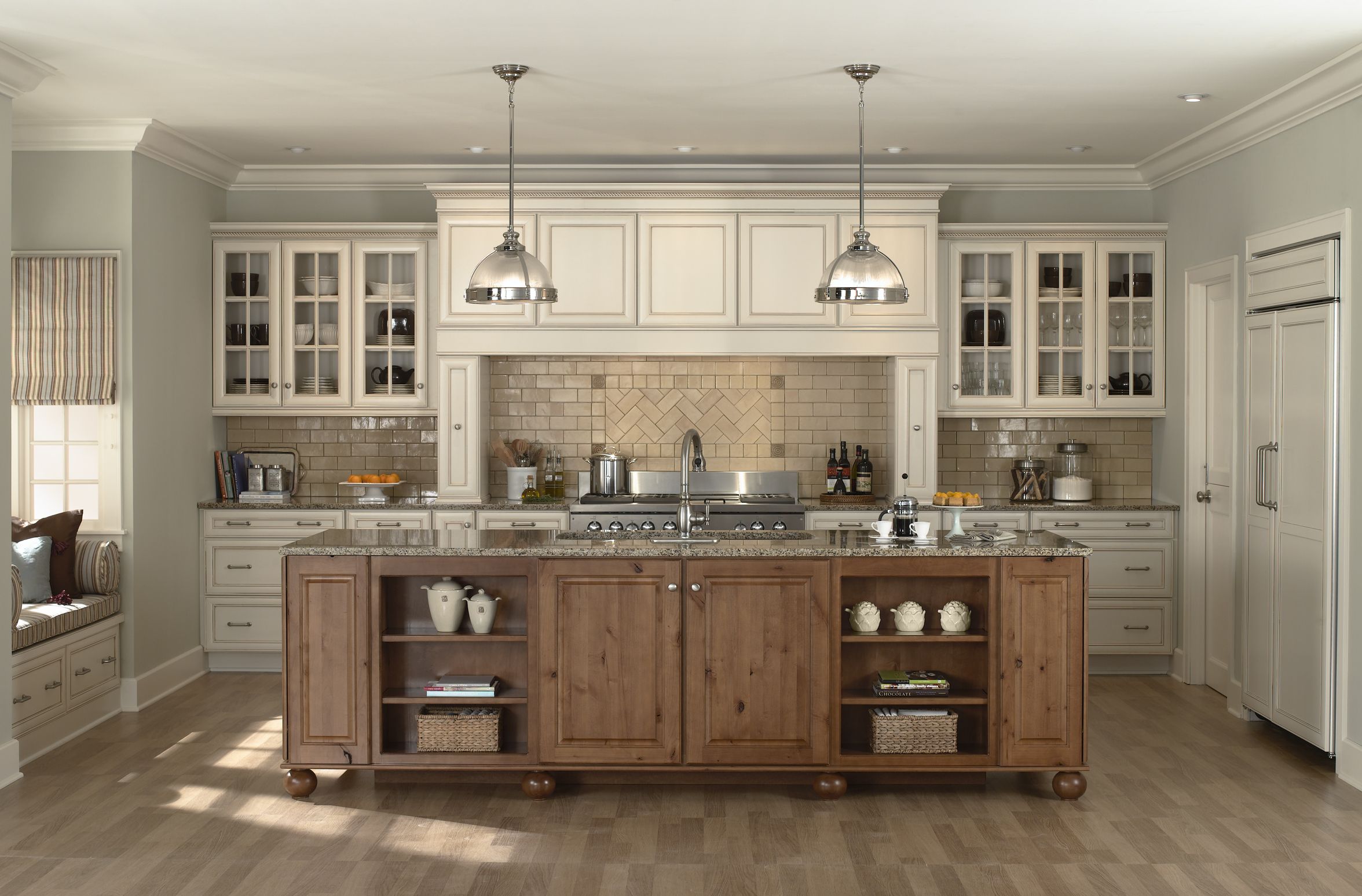 Off-white Rustic Wood Kitchen Cabinet