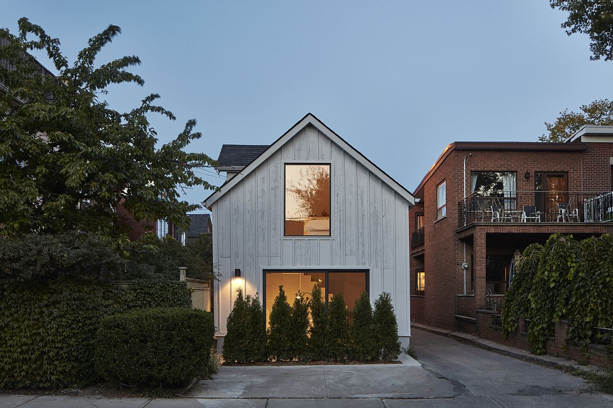 Street view of the laneway house in Toronto with space-savvy design