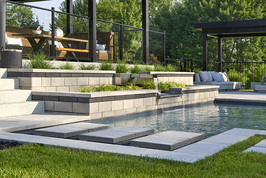 tiered stone deck planters