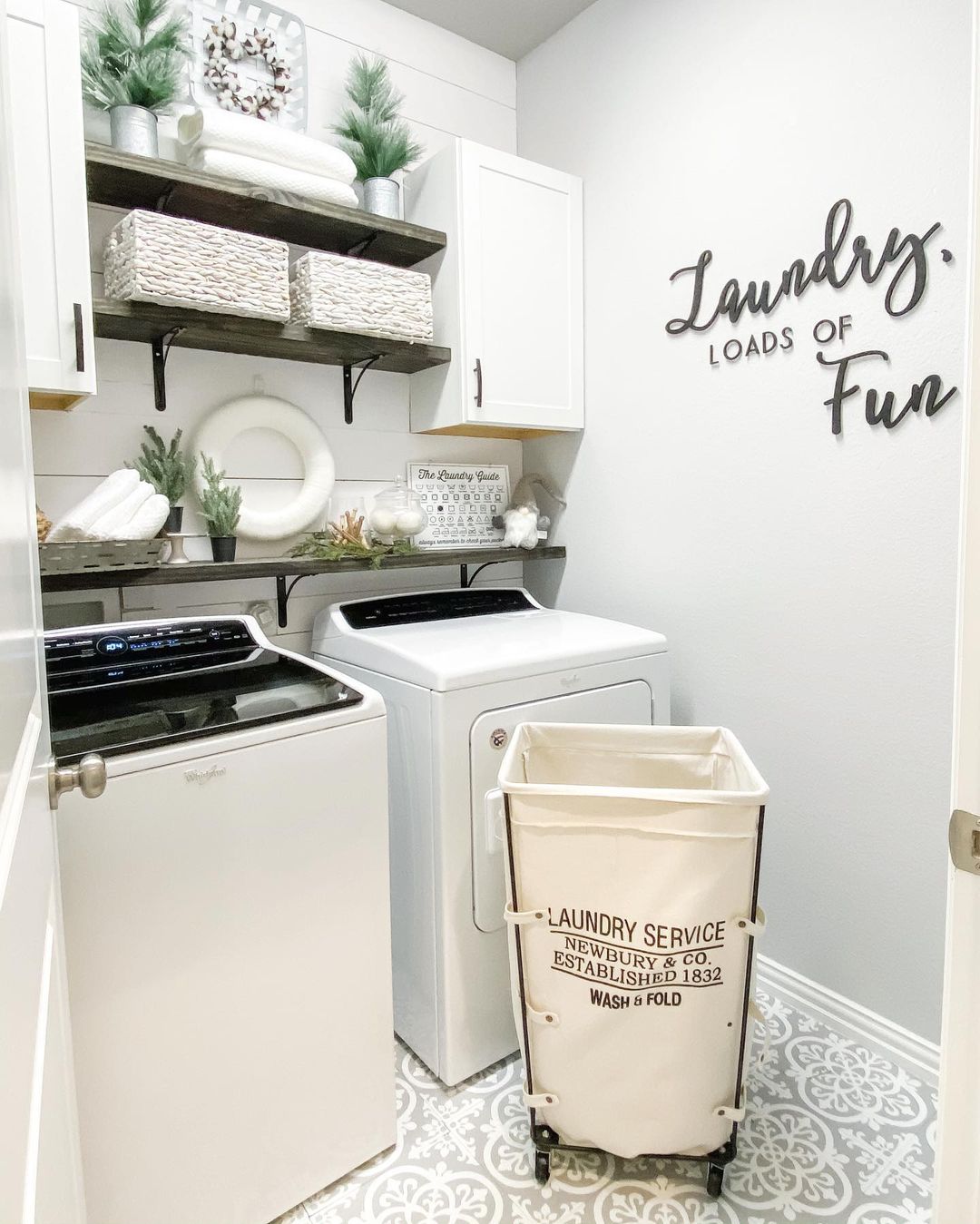 DIY Laundry Room Shelving - Get this farmhouse look