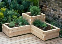 wooden tiered corner planter