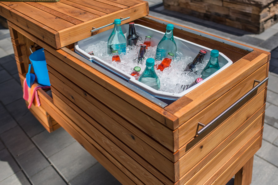Wooden Ice Chest with Sliding Lid