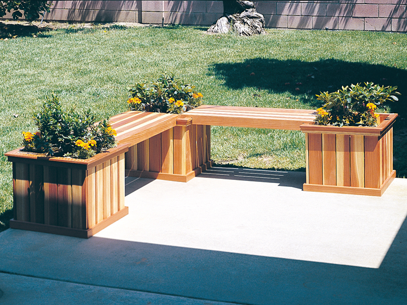 wooden planter bench