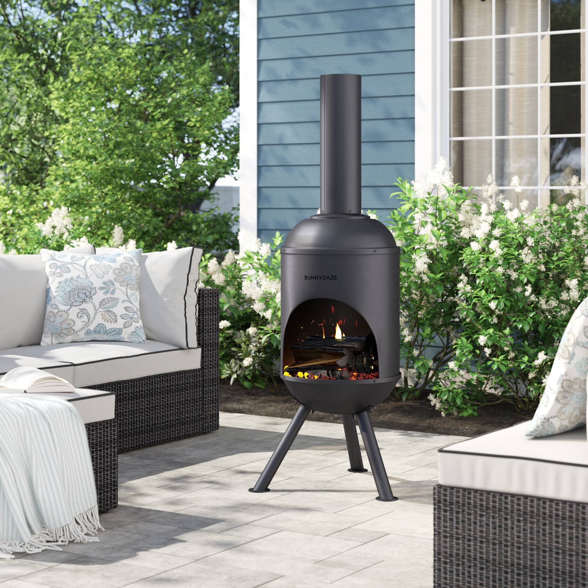 Small Space Fireplace For Patio Chiminea Black