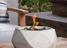 Small Table Top Fire Pot Bowl Geo Stone