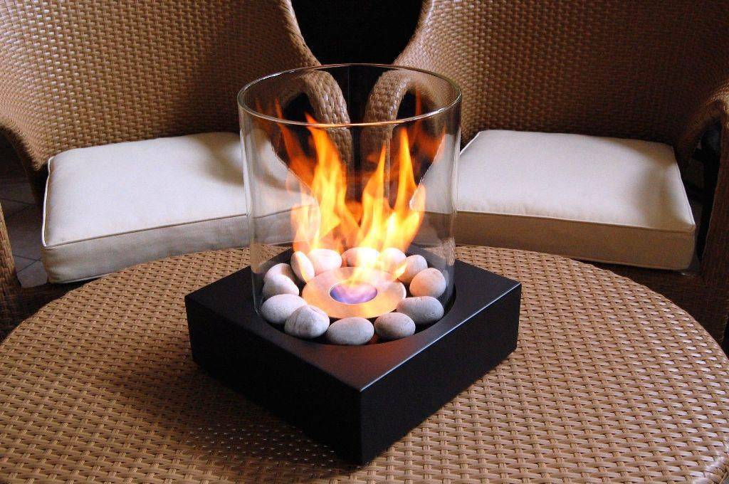 Glass Modern Table Top Fireplace Small Fire Feature