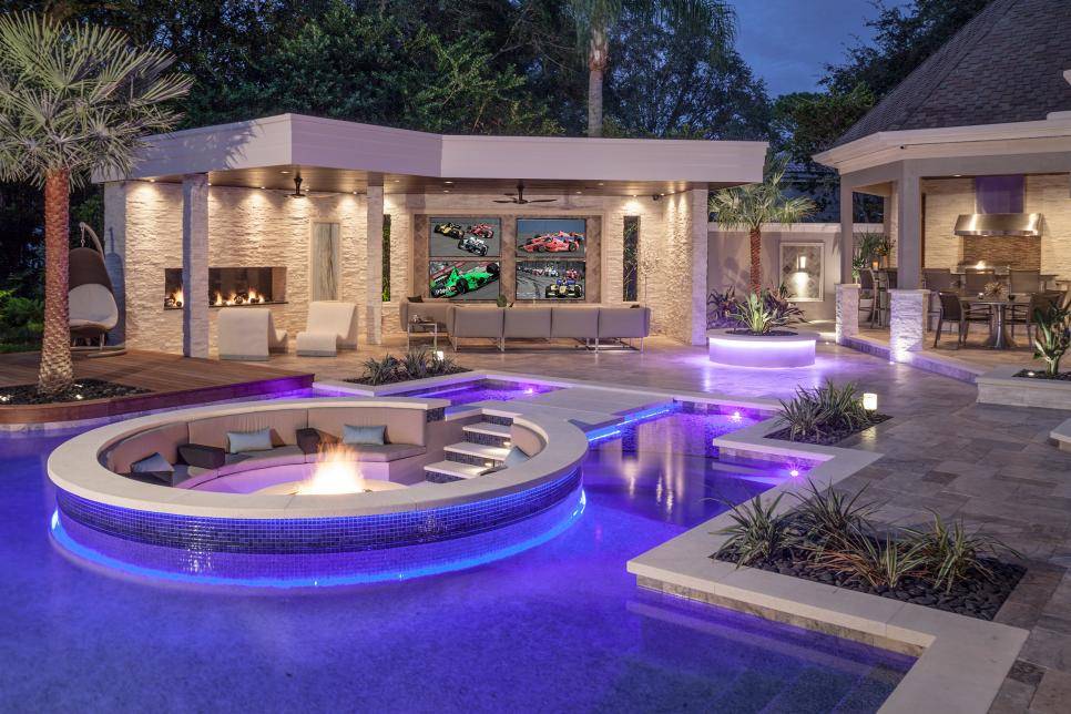 Luxury Fire Inset In Pool Backyard Fire Pit Ideas