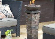 Small Space Tall Freestanding Fire Column Outdoor Fire Feature