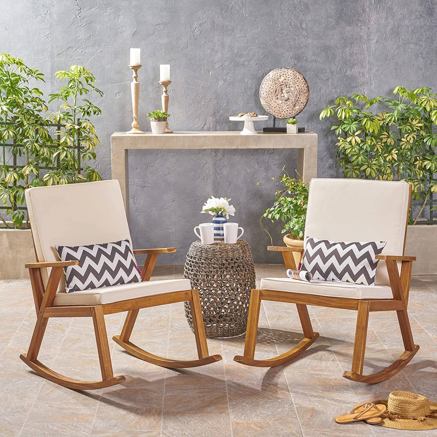 Acacia Wood Patio Seating Rocking Chairs Outdoor Furniture