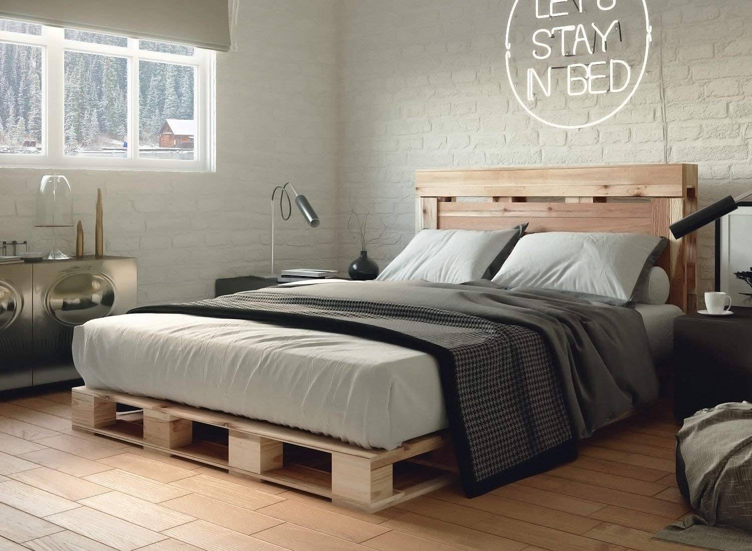 Grey Mens Room Modern Pallet Bed Furniture DIY Frame Rustic Decor