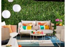 Ikea Patio Decor Trendy Color Cushions and Lanterns