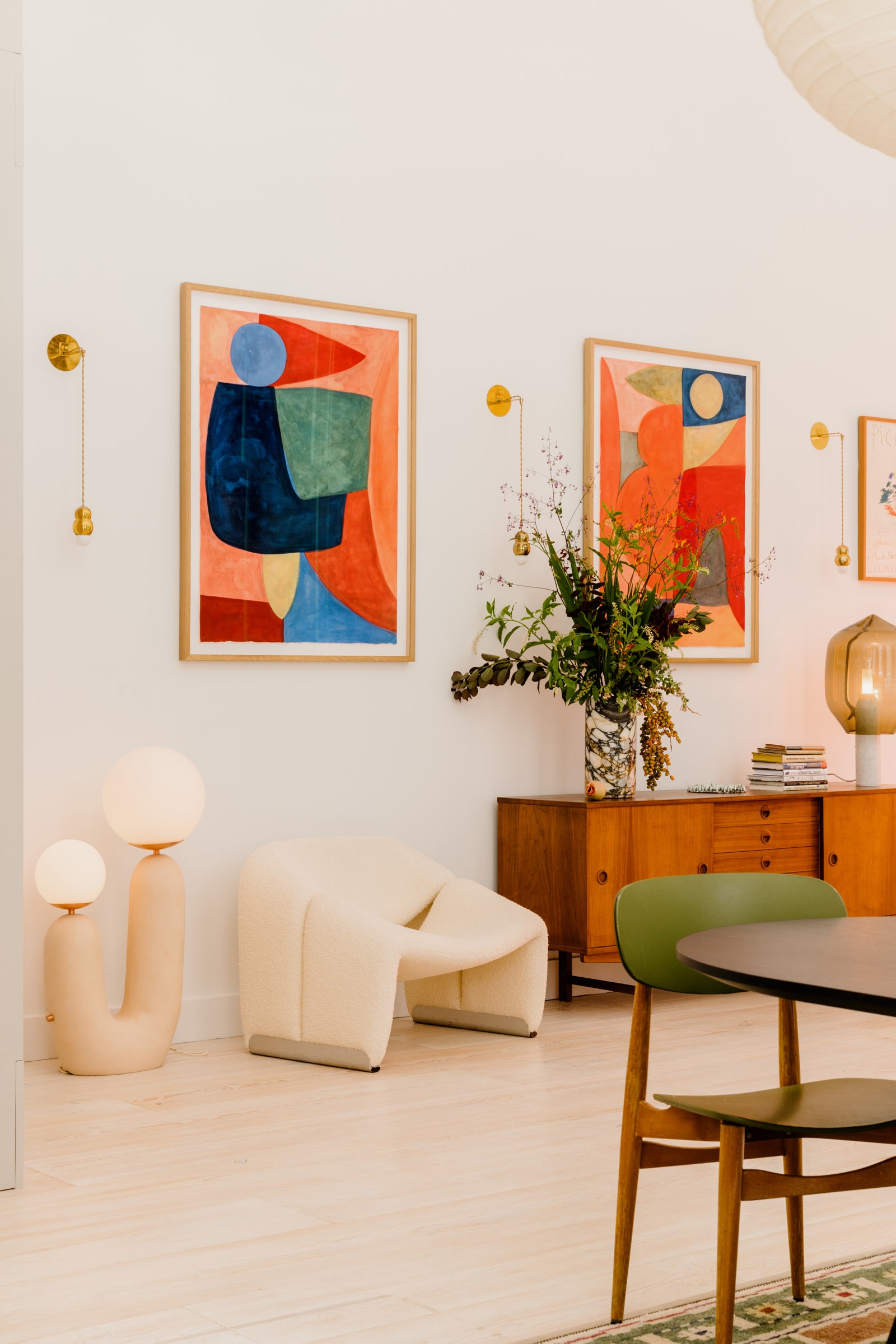 Abstract Art in Mid Century Modern Home