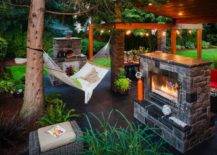 Modern Luxury Patio Fire Pit and Hammock Lounge Seat