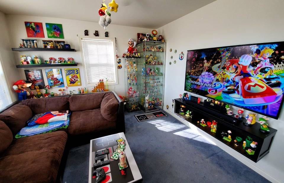 mario bros themed video game room