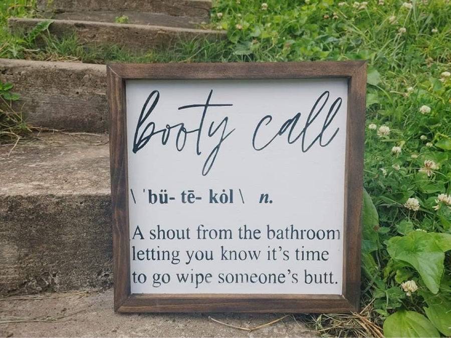 booty call bathroom sign
