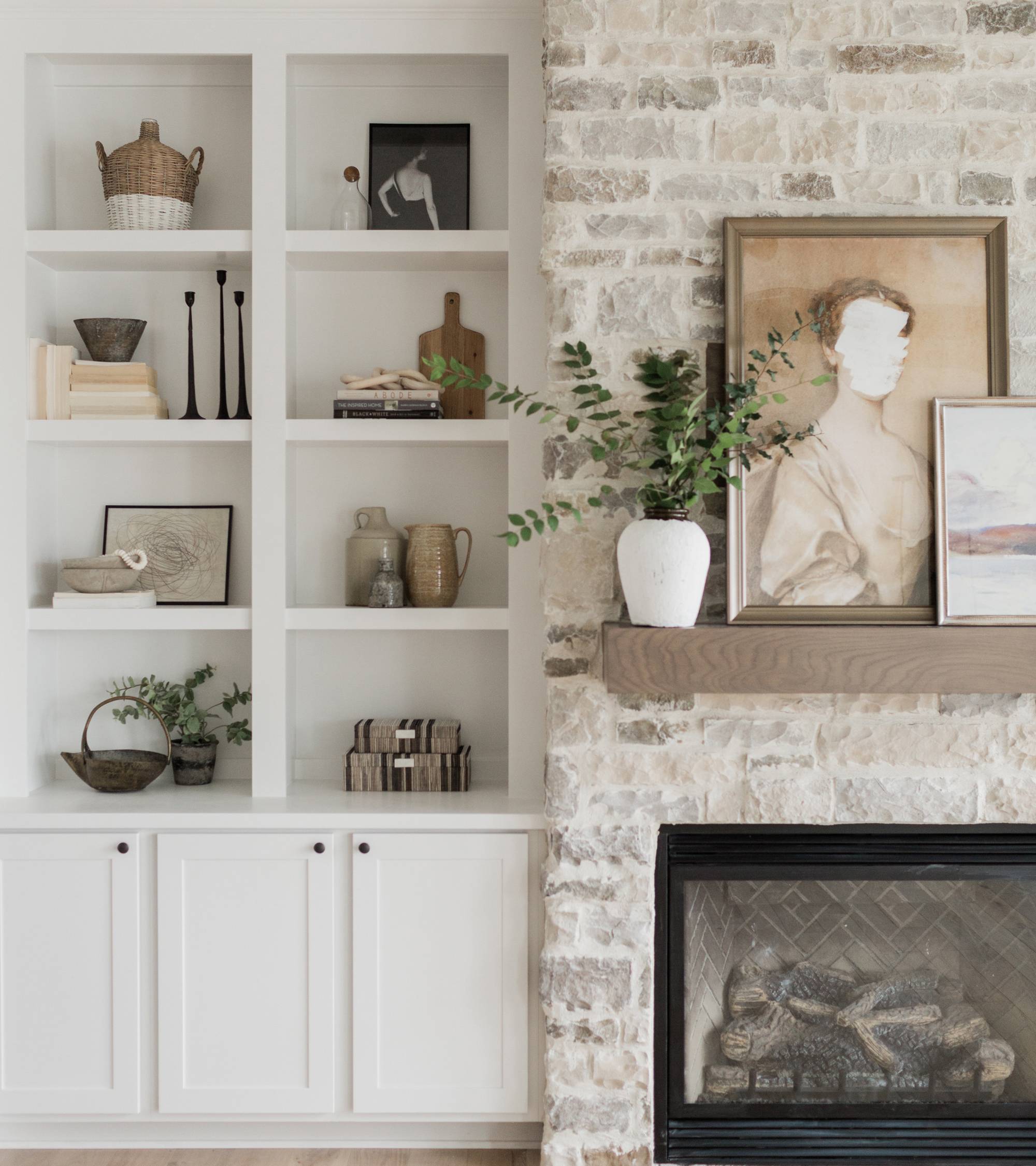 overgrouted brick fireplace