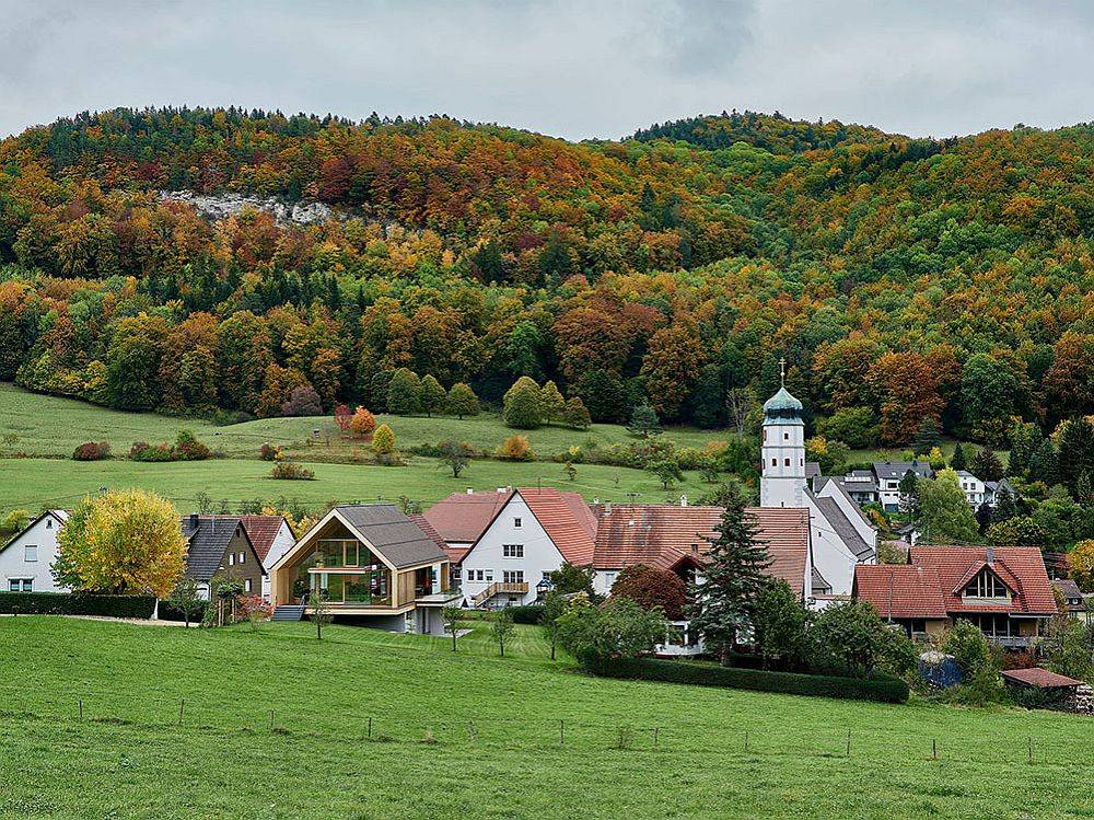 Beautiful rolling hills of the Swabian Alb steal the spotlight at this home