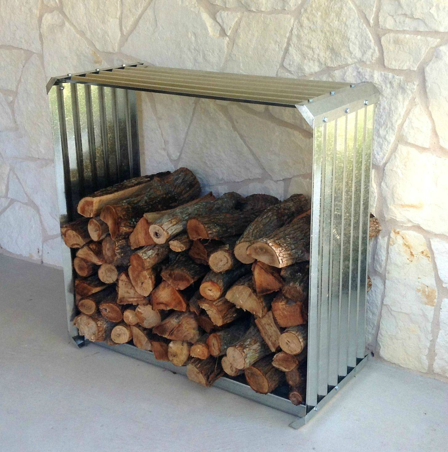 Corrugated Metal Firewood Rack