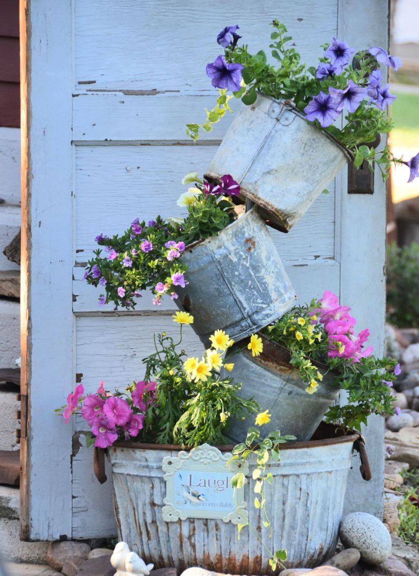 Flowers on vintage pots designed creatively
