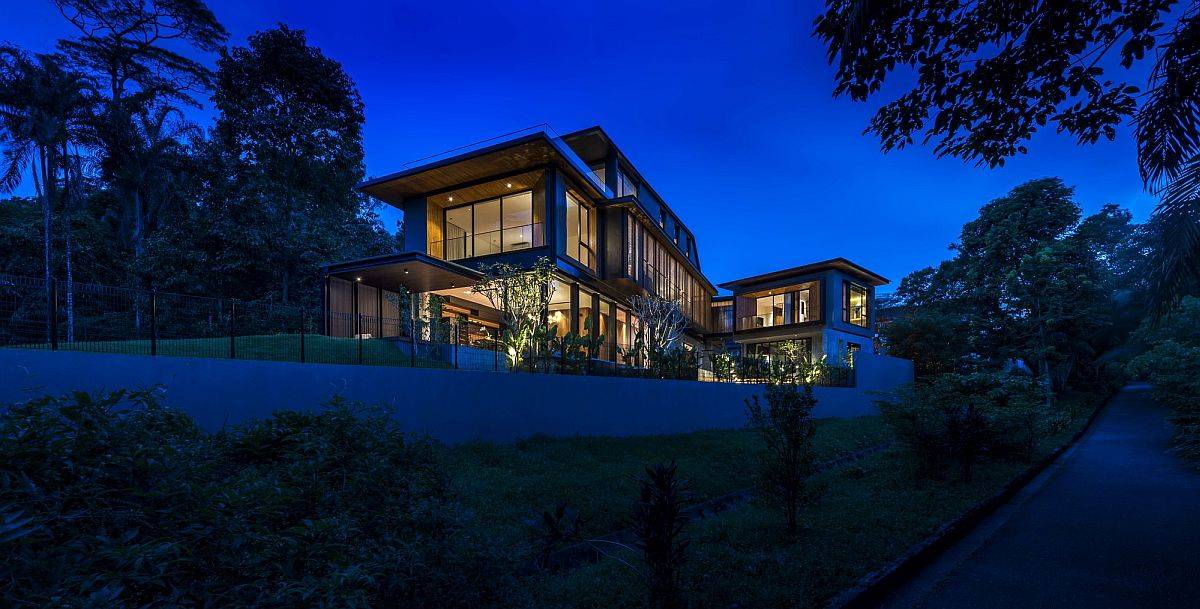 Gorgeous rear section of the house opens up towards the green sanctuary outside