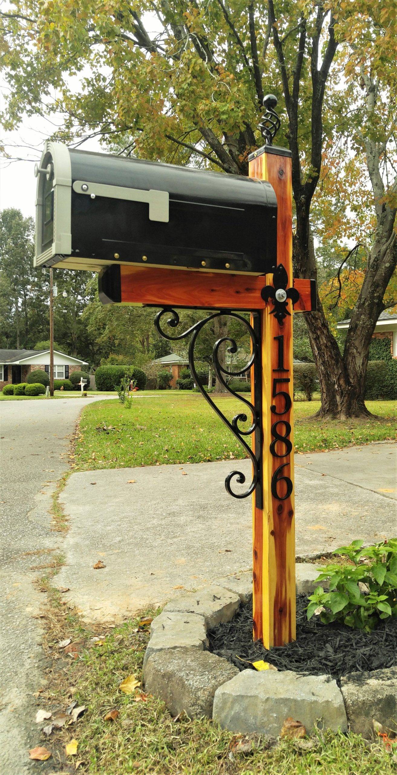 Iron and Wood Mailbox.