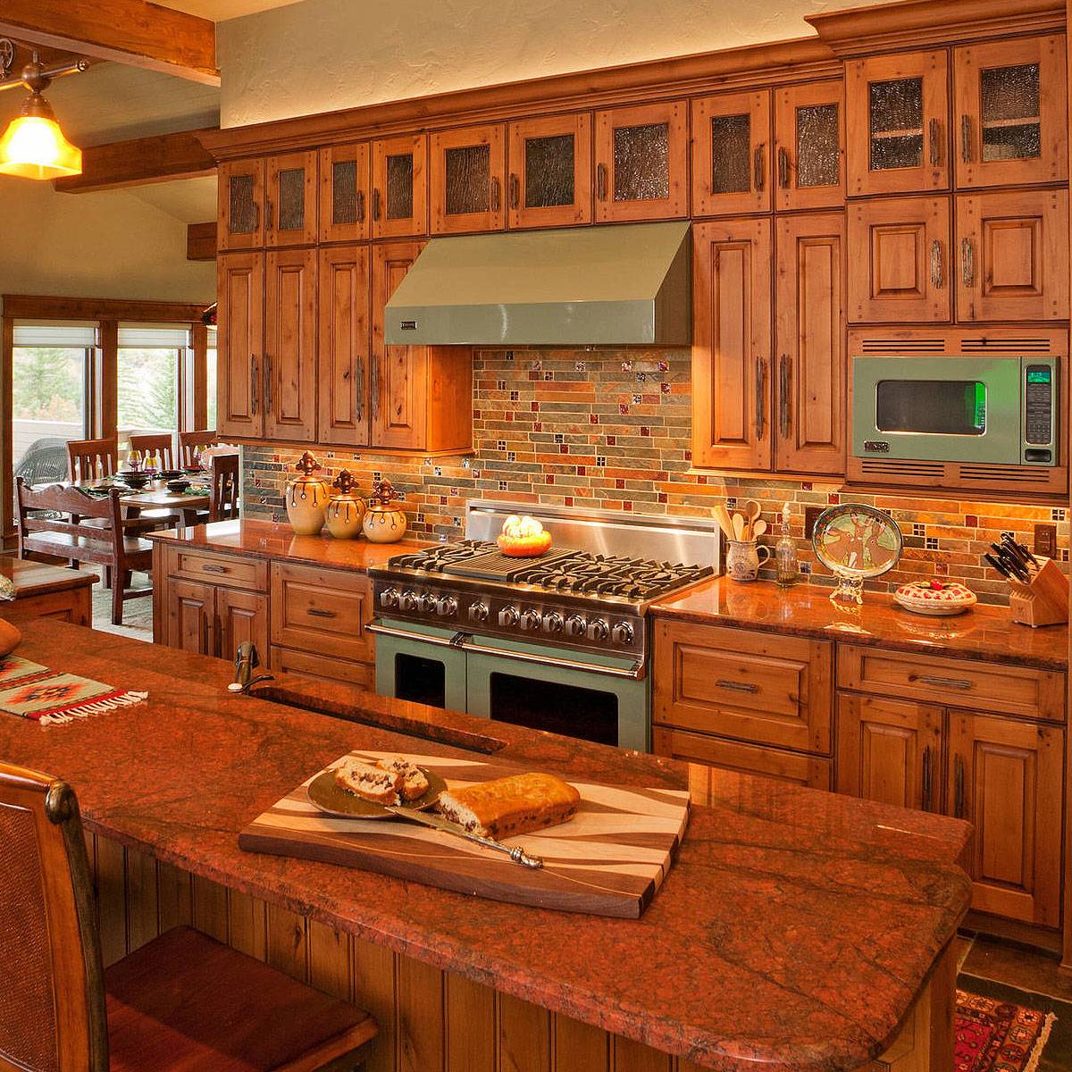 Kitchen interior in brown hues