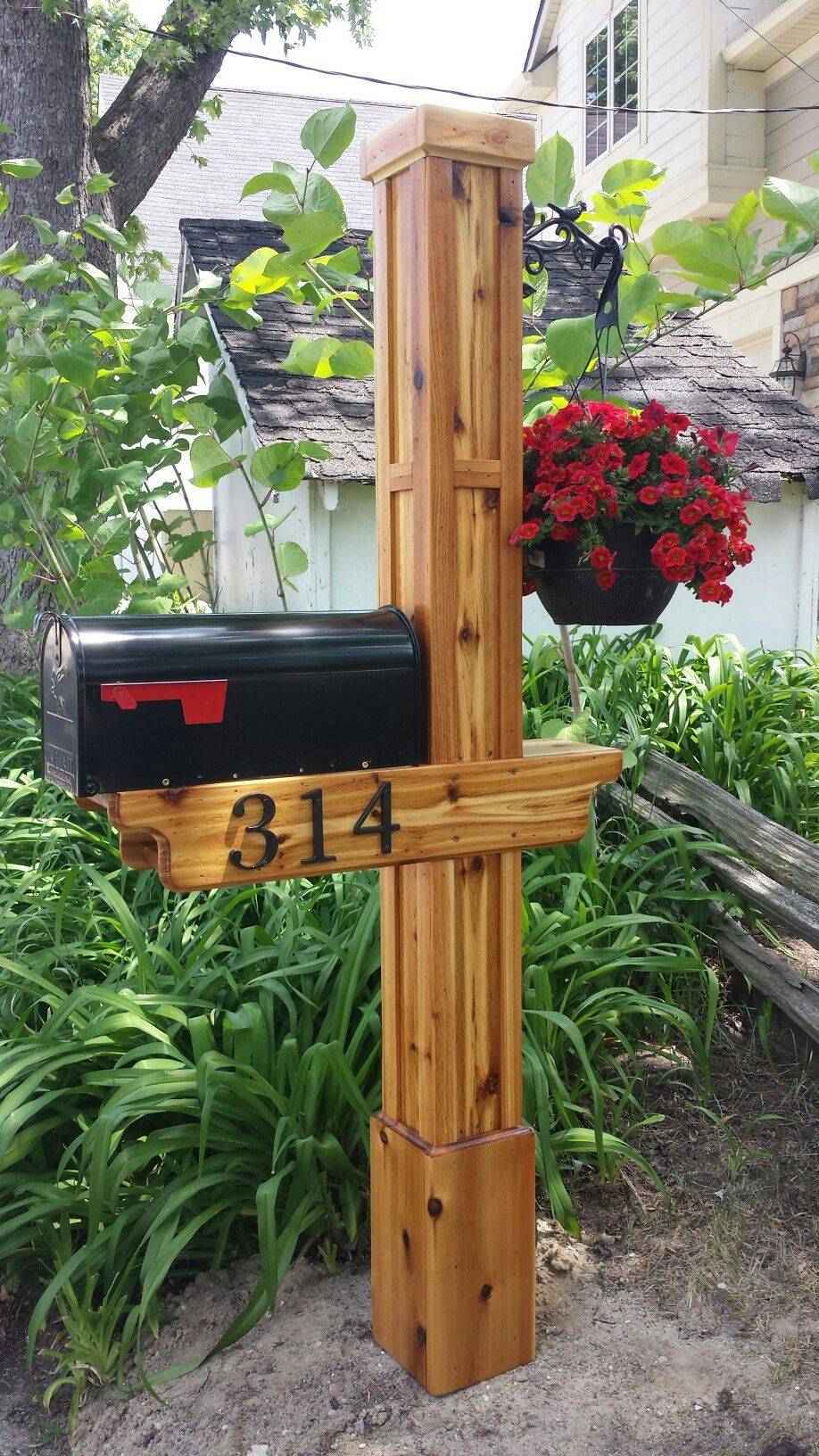 Mission Style Mailbox with Hanging Planter