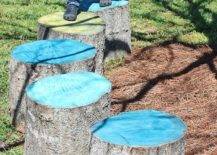 Painted tree stumps