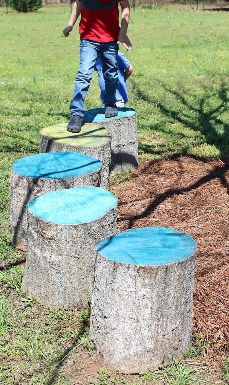 Painted tree stumps