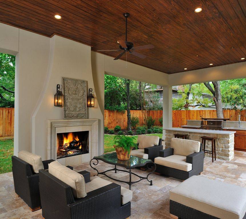 Patio Kitchen and Adjoining Living Room