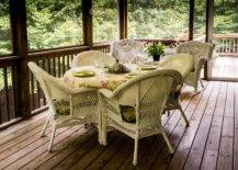 Rattan dining set in a patio