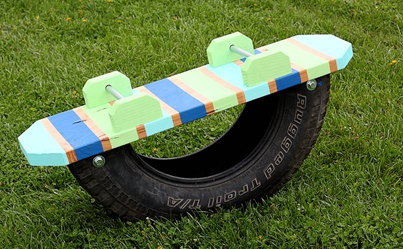 Recycled tire teeter totter