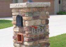 Stone Covered Mailbox with Lamp