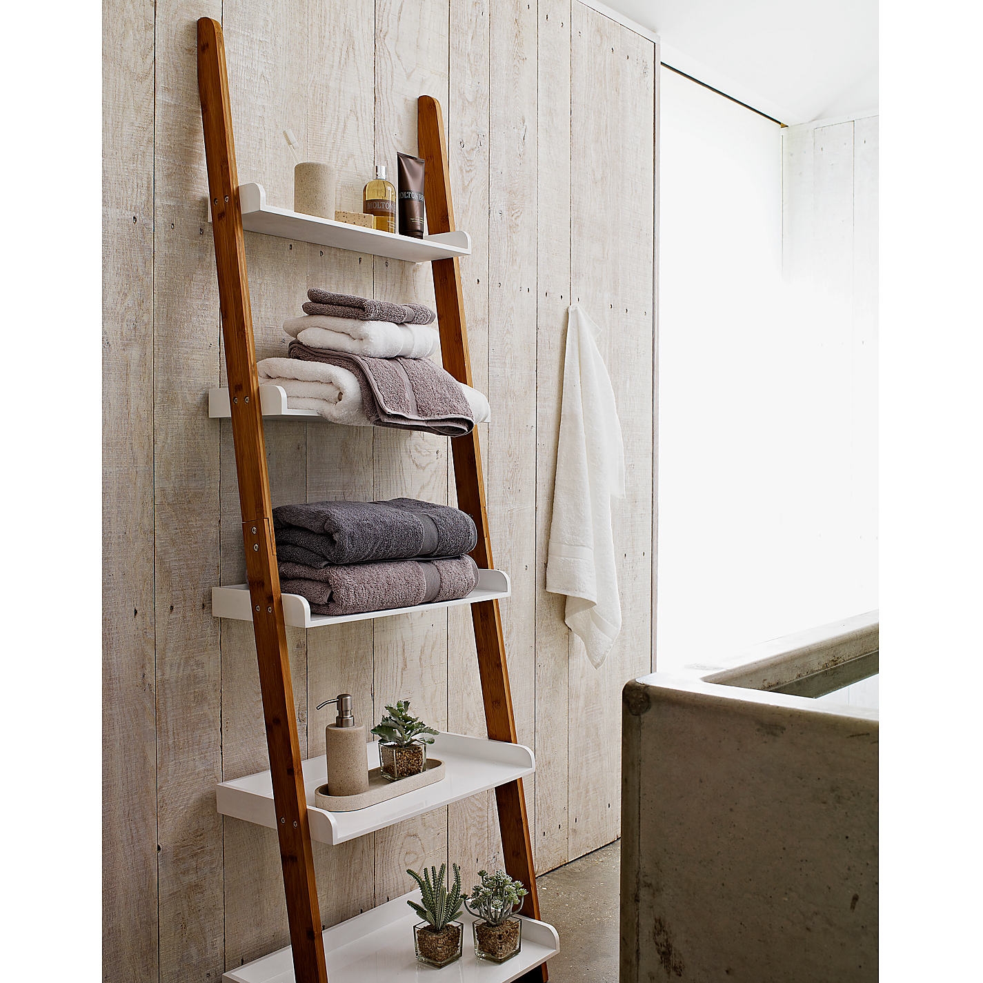 Bathroom Ladder Shelf Whitefurniture white brown wooden leaning ladder shelf for towel in