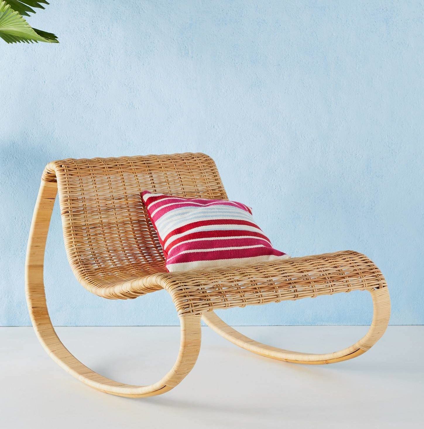 Wicker Rattan Curved Rocking Chair Bohemian Patio Outdoor Seating