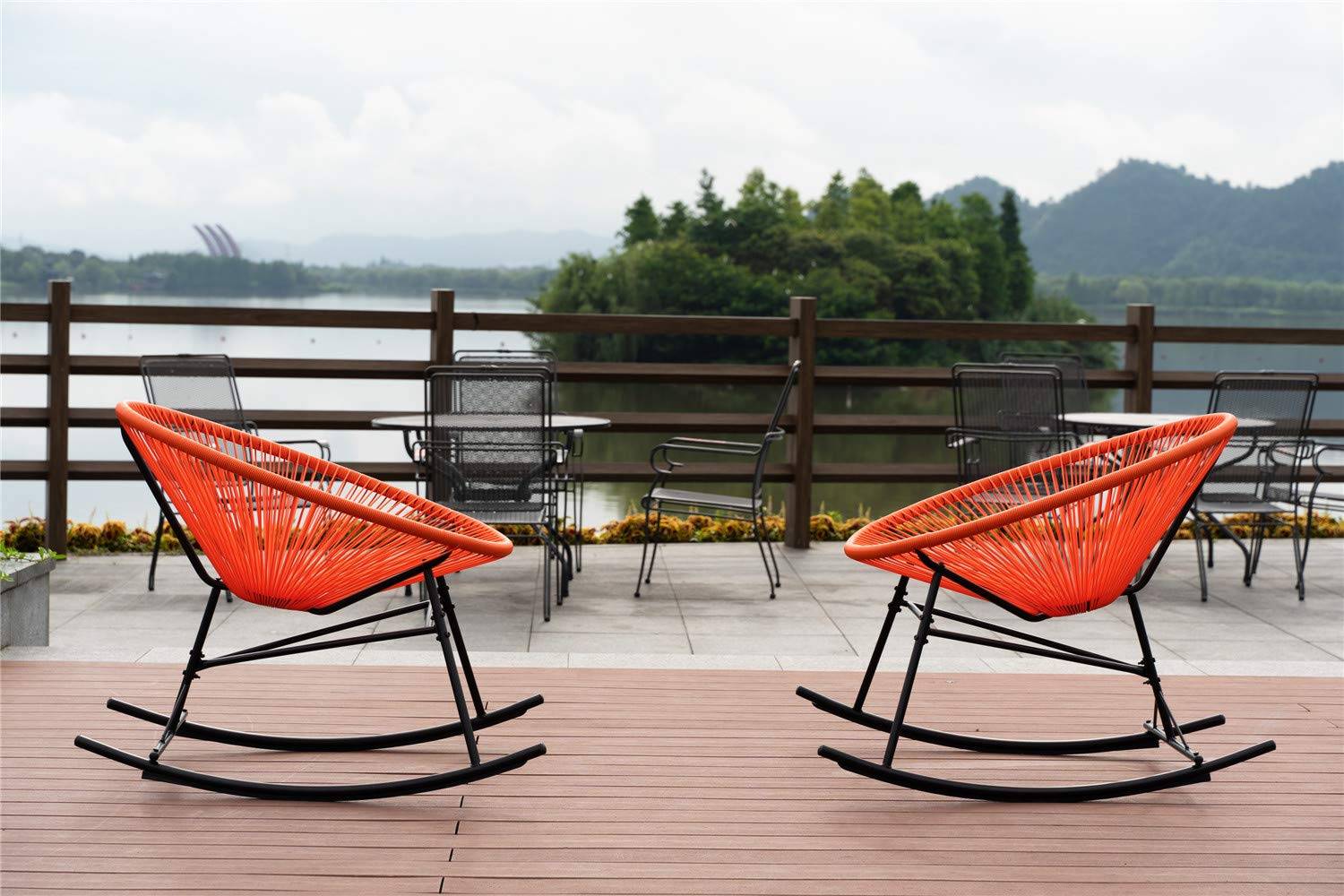 Orange Acapulco Rocking Chairs Patio Statement Decor Outdoor